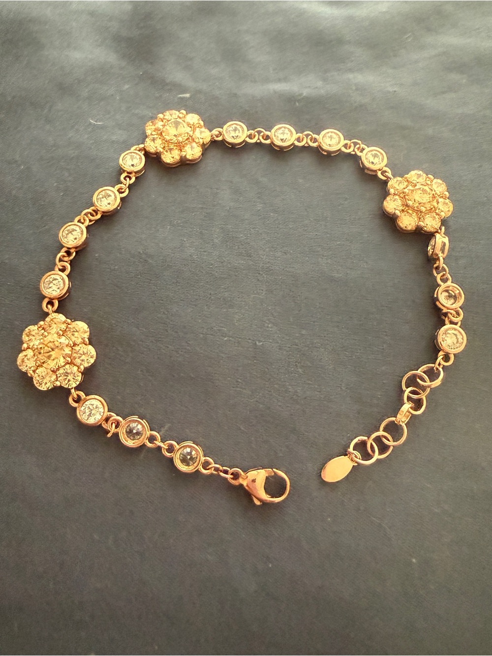 LuLu Frost For Diamonique  floral Rose Gold  Adjustable Bracelet 13.73 G 925